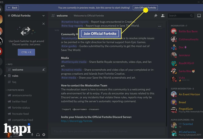 join a channel on Discord