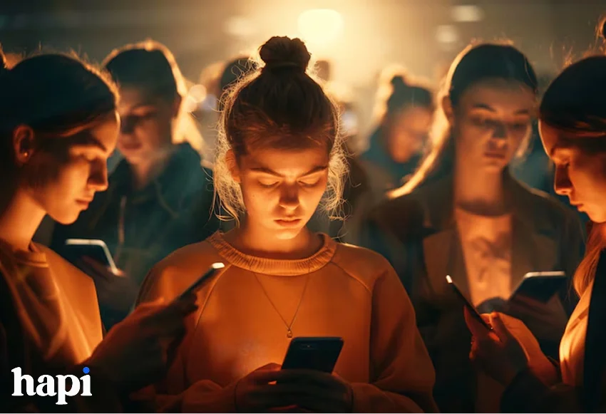 some girls scrolling on social media