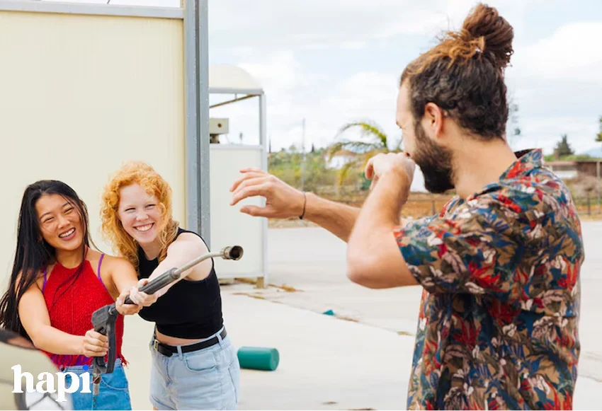influencers doing an outdoor challenge