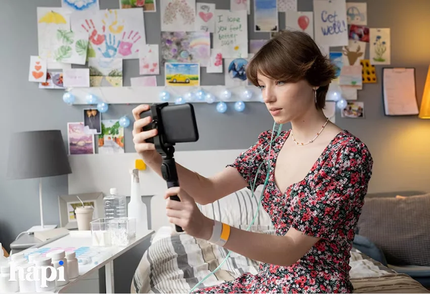a girl taking a video
