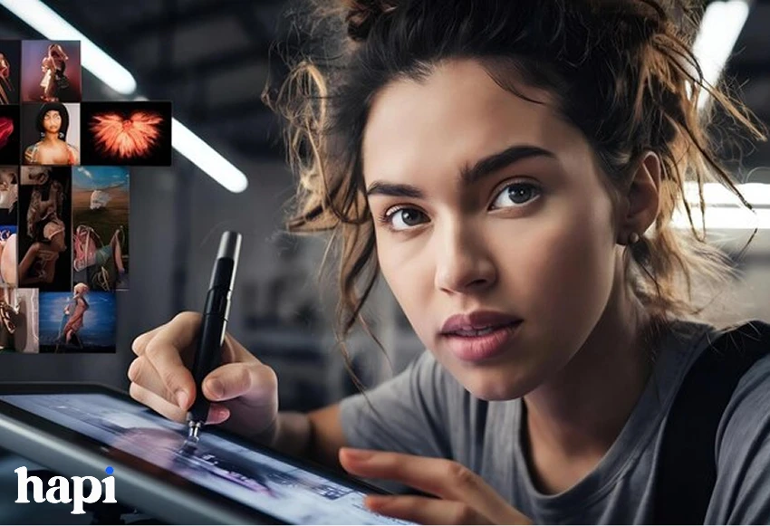 a girl creating content