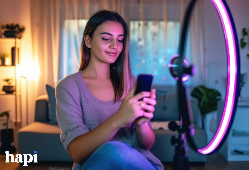 a girl checking her social media