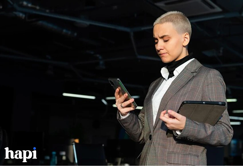 a woman using her phone