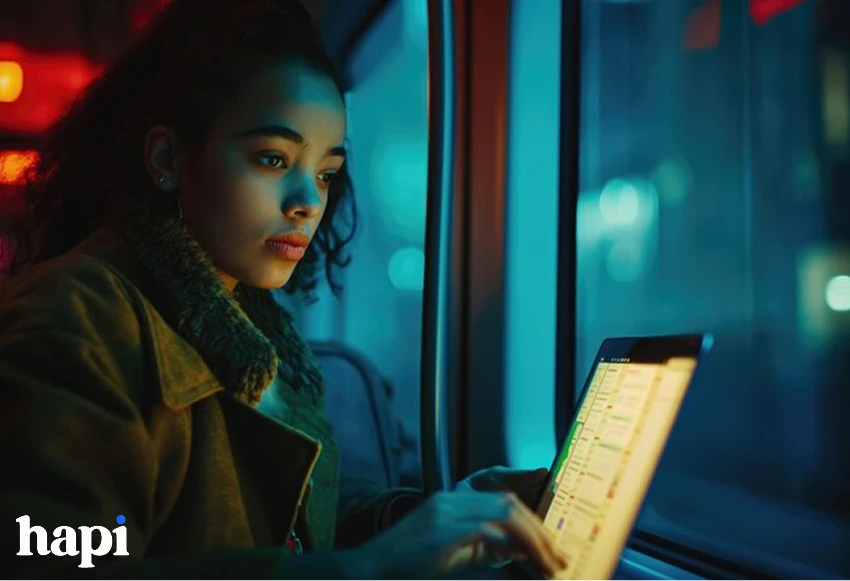 a girl scrolling on social media