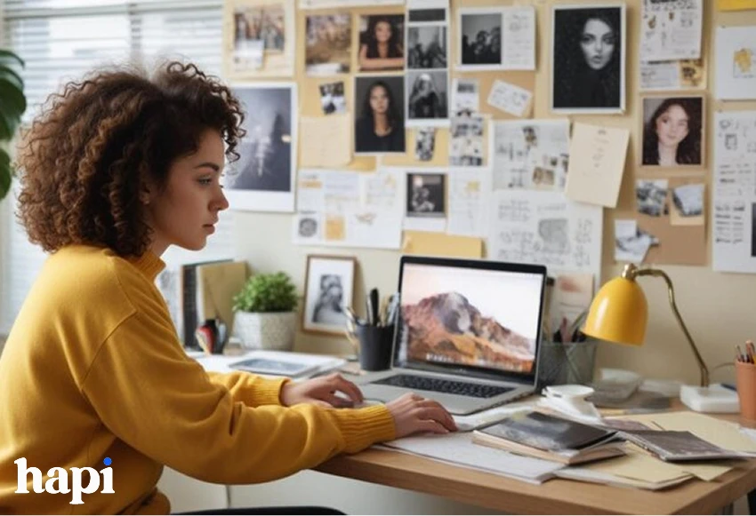 a woman working on a laptop