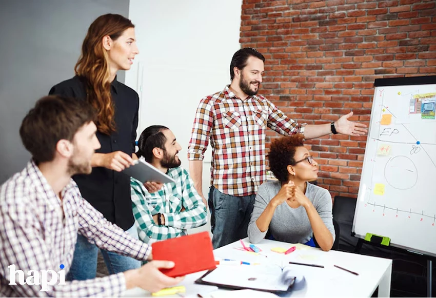 some people having a presentation about digital marketing
