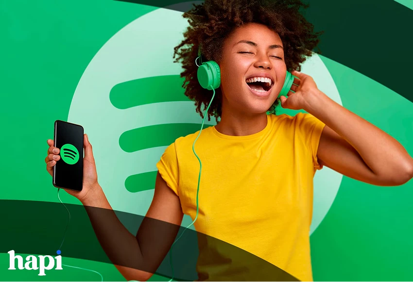 a woman listening to music with Spotify
