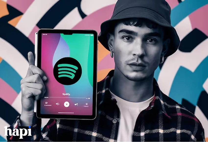 a boy using Spotify