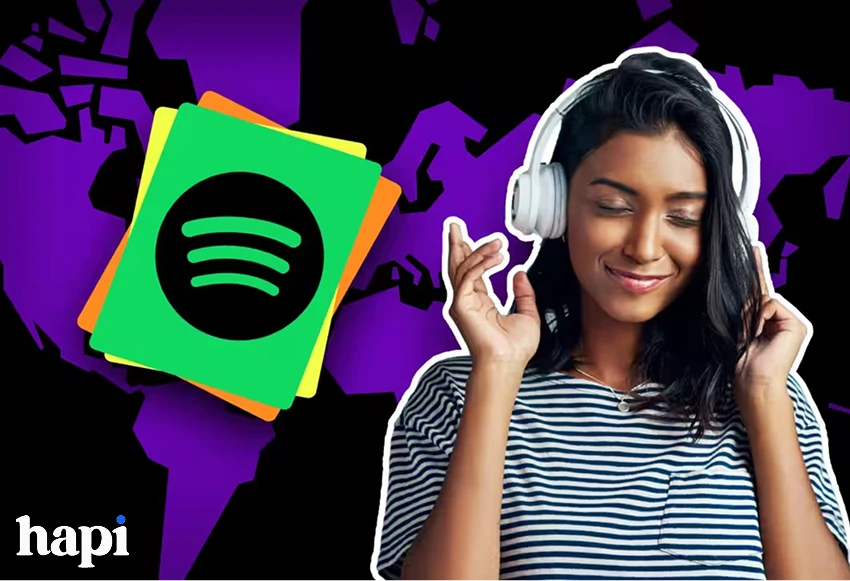 a woman listening to spotify music