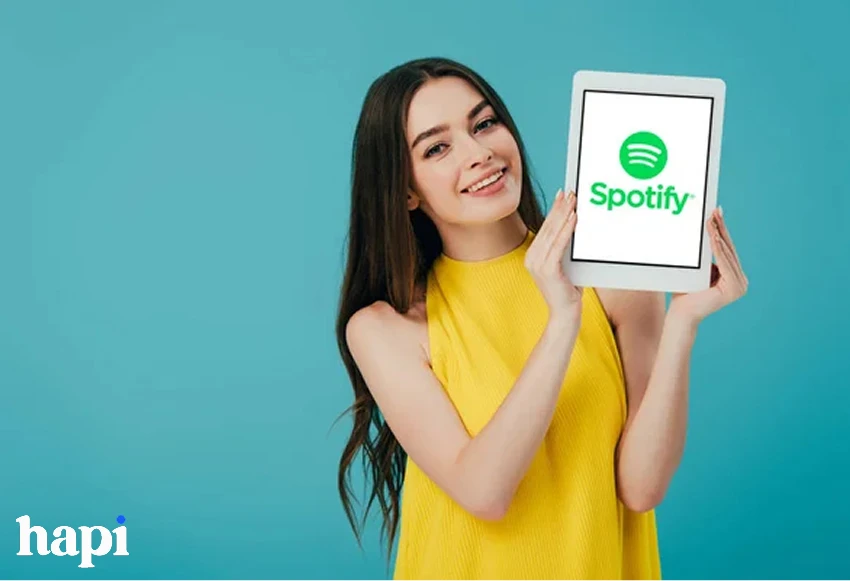 a woman using Spotify