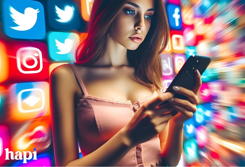 a girl using social media