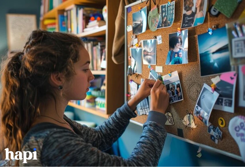a girl creating a social mood board