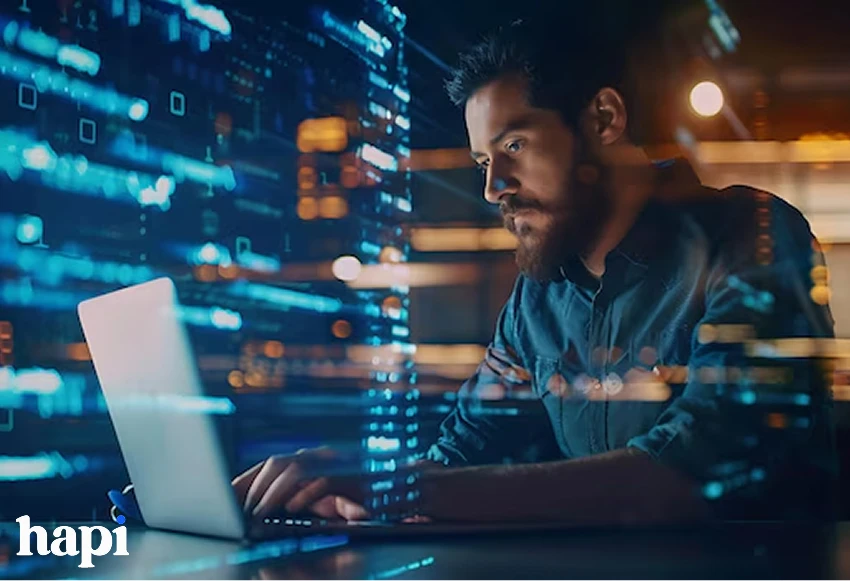 a guy using his laptop