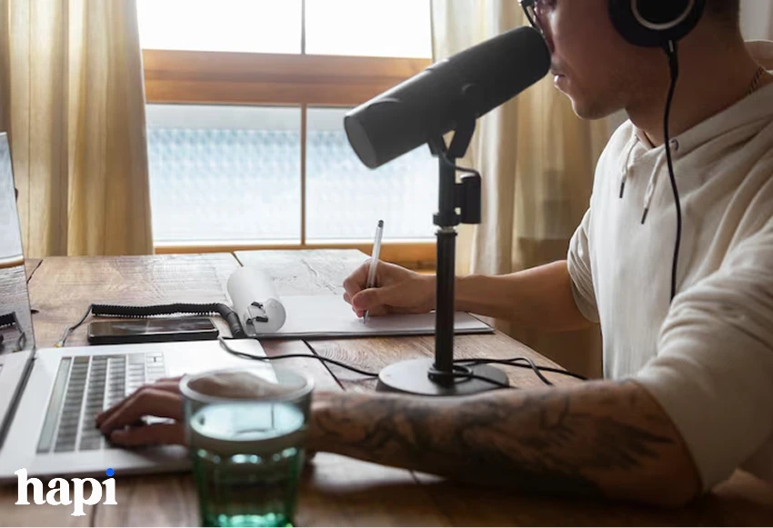 a person working on podcast content creation