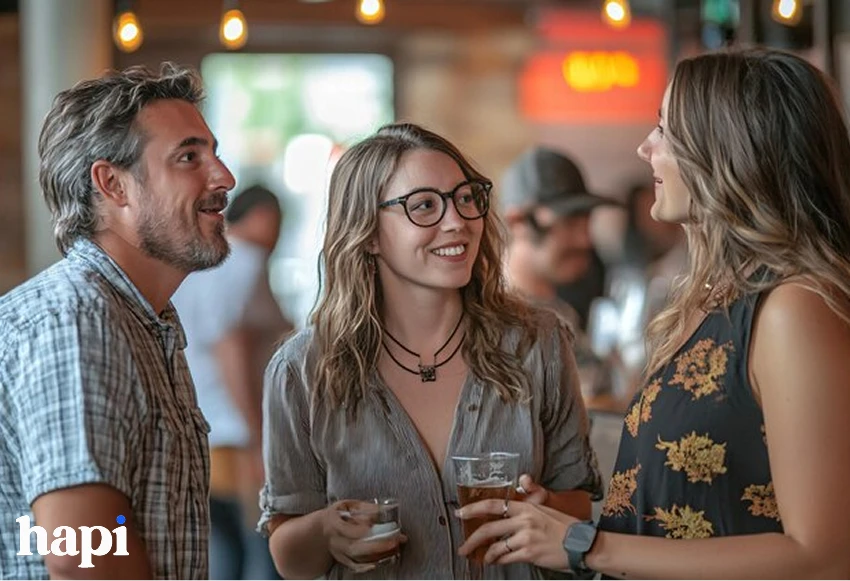 some people in a small gathering communicating