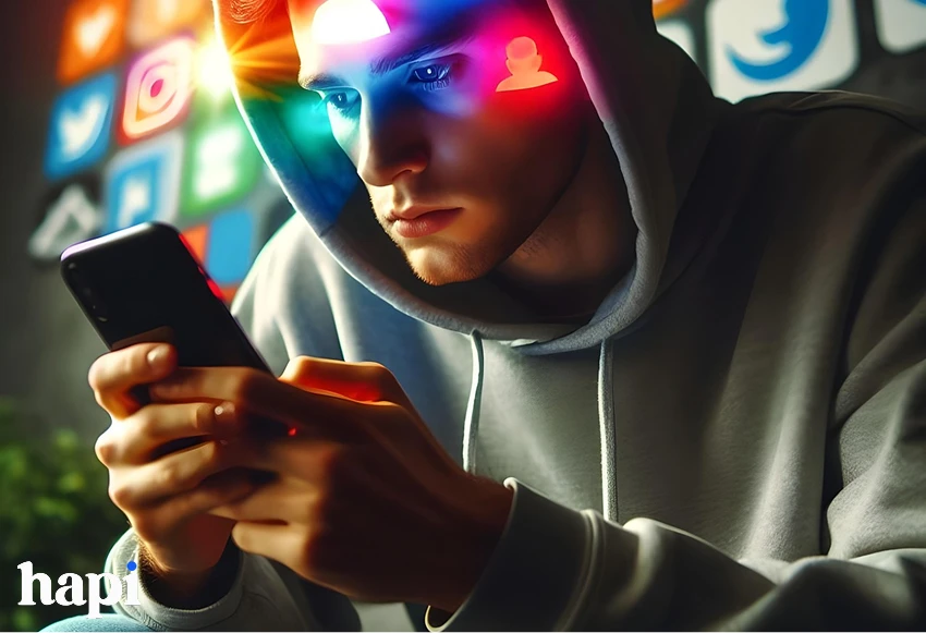 a boy using social media