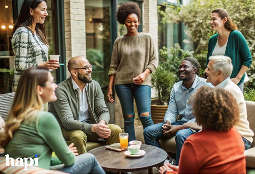 a group of friends in a small gathering