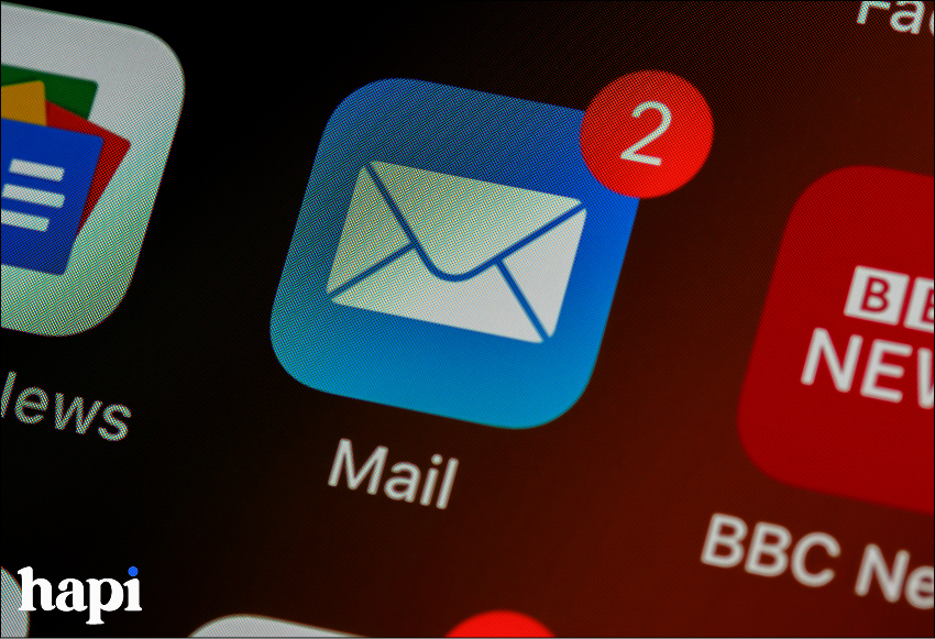Email icon on a phone screen
