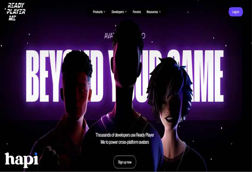 The landing page of the Ready Player Me website