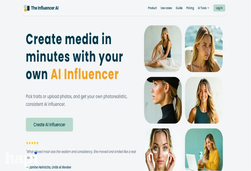 The landing page of The Influencer Ai website