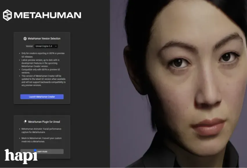 Metahuman logo with an AI model beside it
