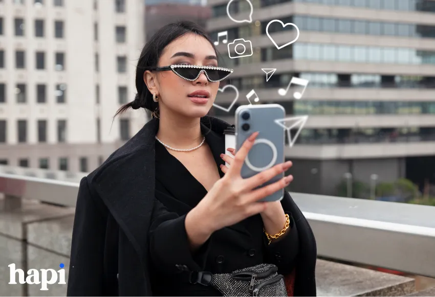 A woman influencer taking a selfie