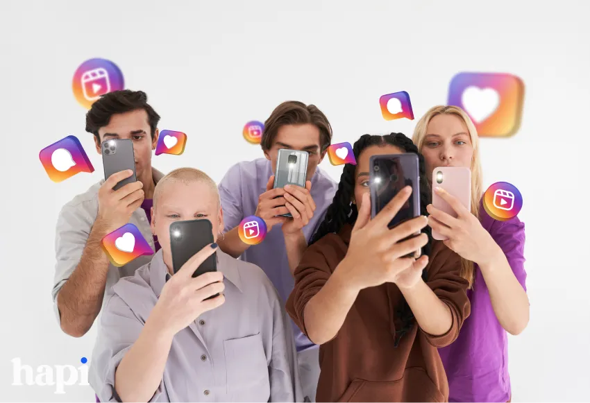 A group of influencers taking photos and videos
