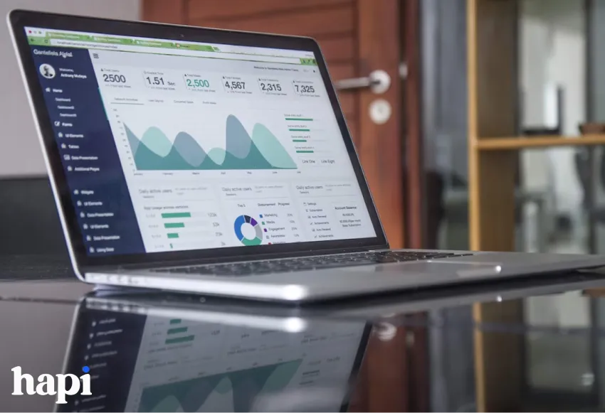 A laptop with analytics open on its screen