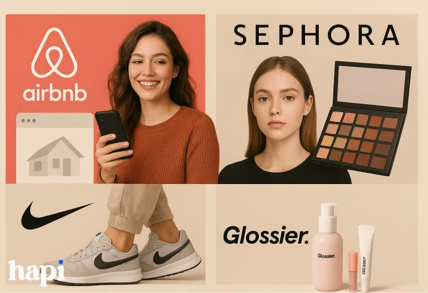 a collage image showing different brands (Nike, Airbnb, Glossier and Sephora) 