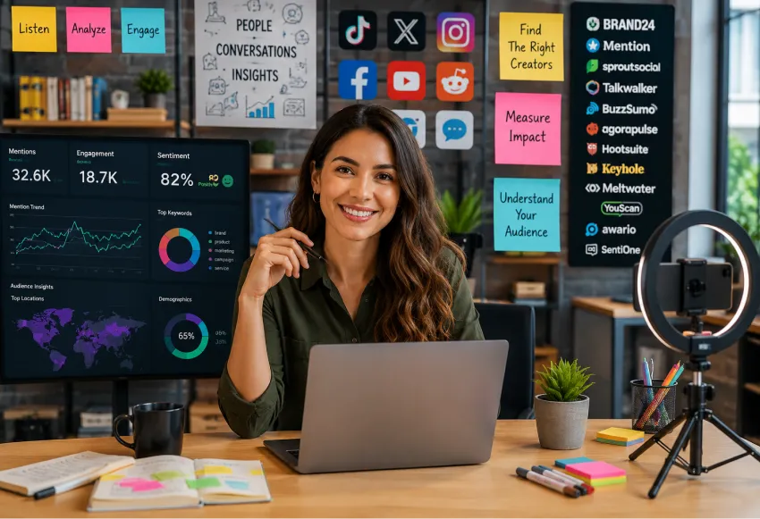 A woman working in an office